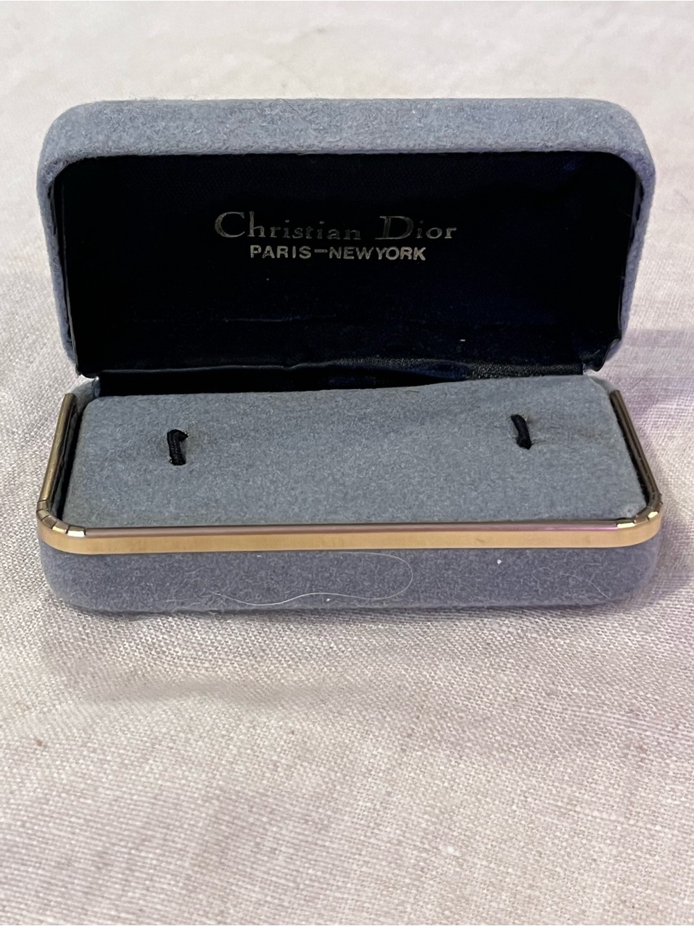 Vintage Dior Small Gray Men’s Velvet Jewelry Box Cufflinks Tie Clip
